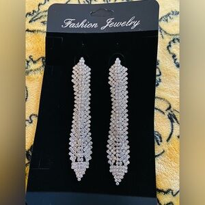 Fashion Jewelry Silver Crystal Cascade Drop Earrings